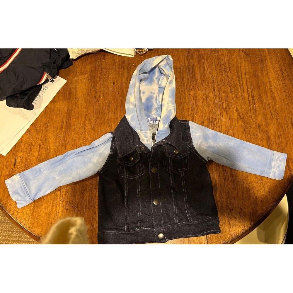 Kapital K Denim Hooded Toddler Size 3T EUC Tie Dye Hood & Sleeves Full Zip